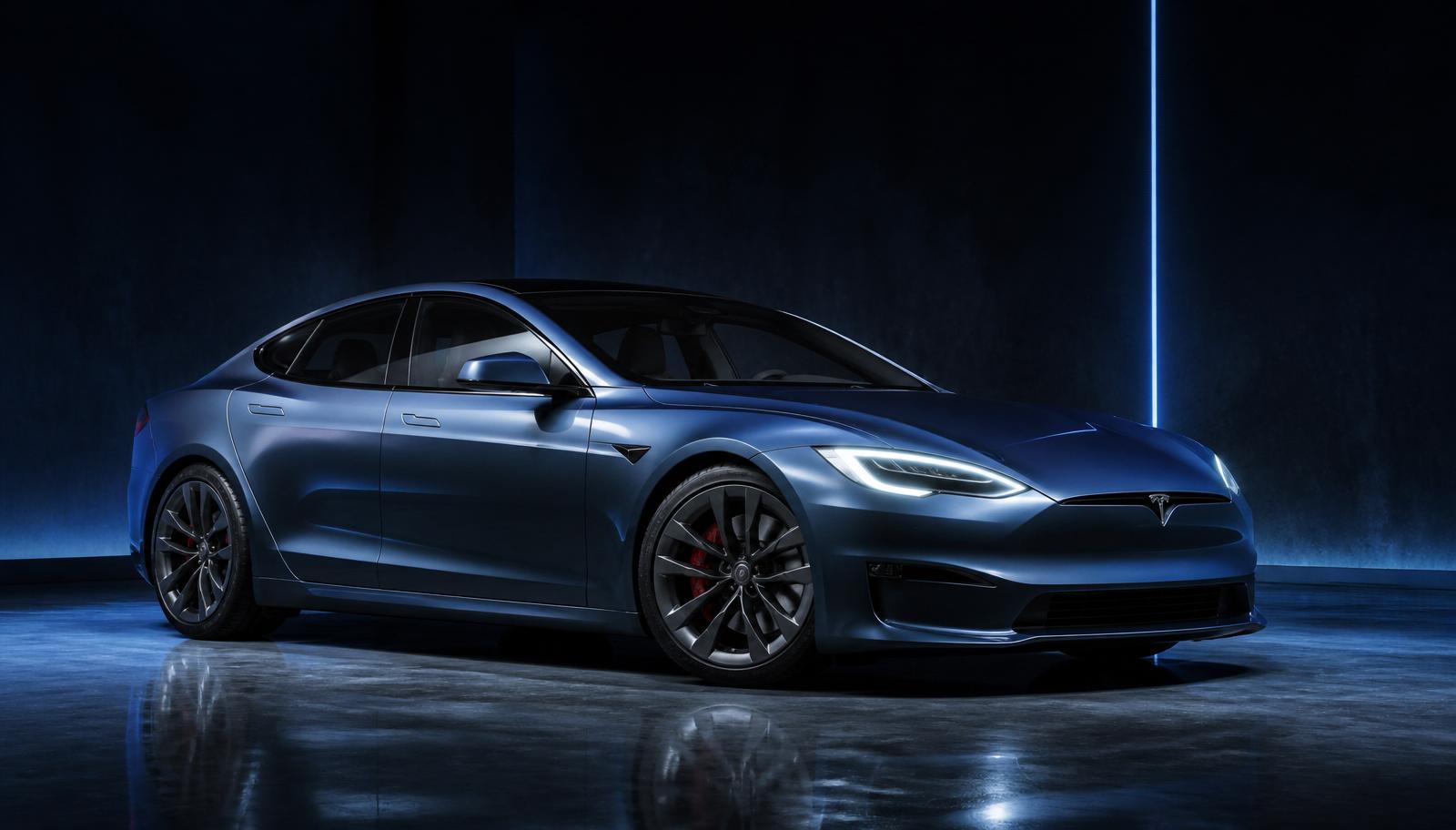 Tesla de luxo em estúdio escuro